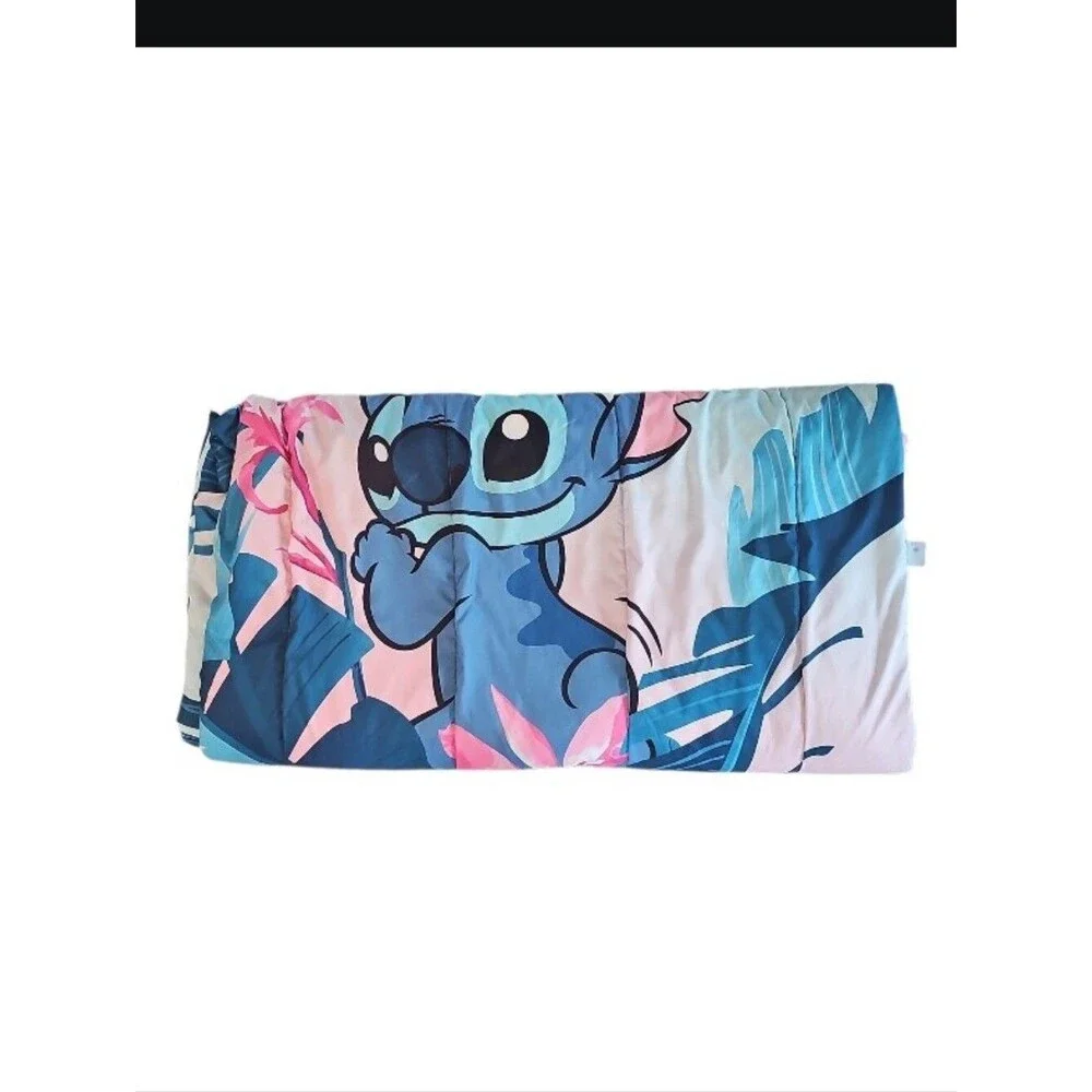 Disney Stitch Twin XL Reversible Comforter Tropical Hawaiian Blue Pink Bedding